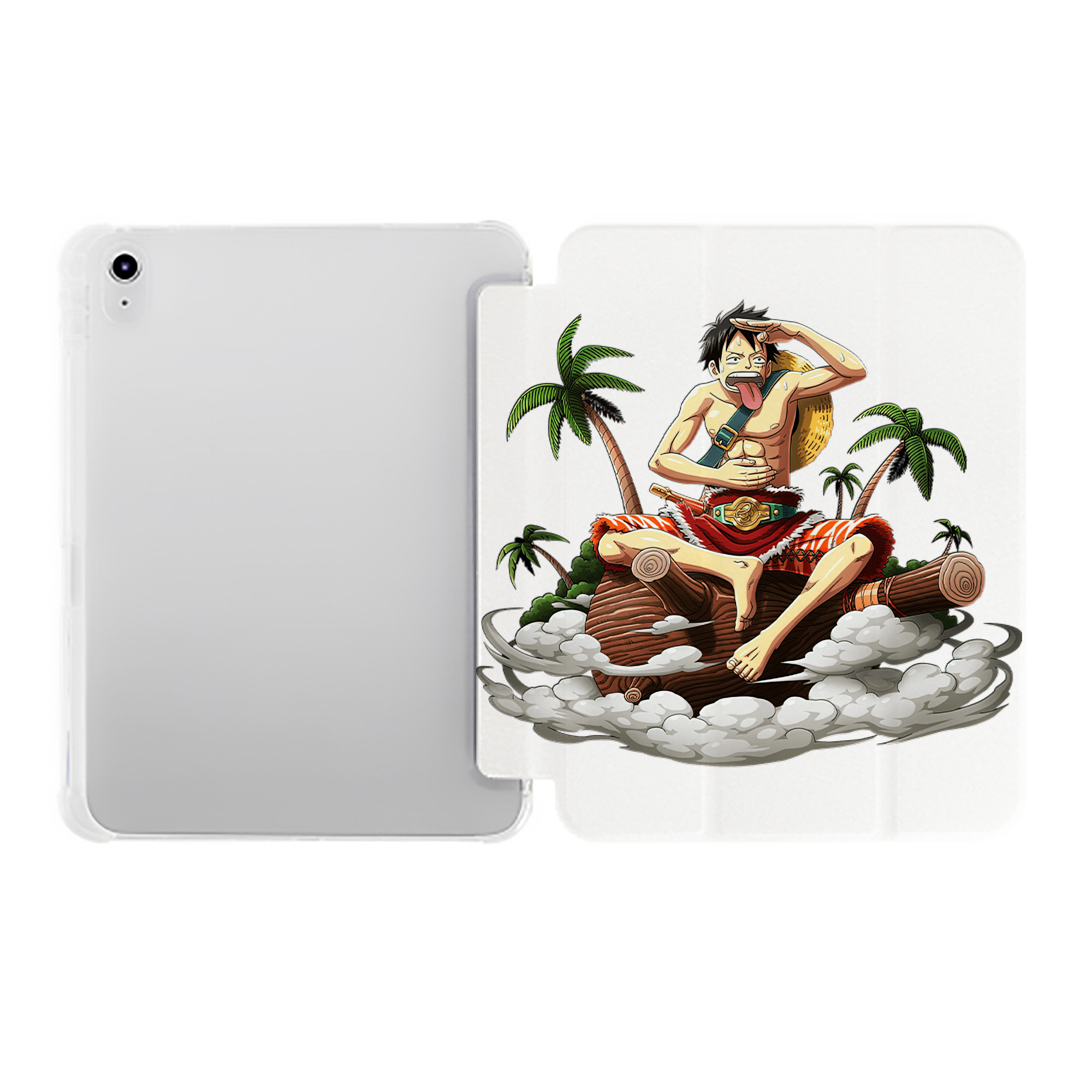 （画像用） ワンピース モンキー・D・ルフィ ONE PIECE Monkey D. Luffy IPad ケース ペン収納付き 三つ折りスタンド PUレザー×シリコン 対応機種9.5/10.5/10.9インチ